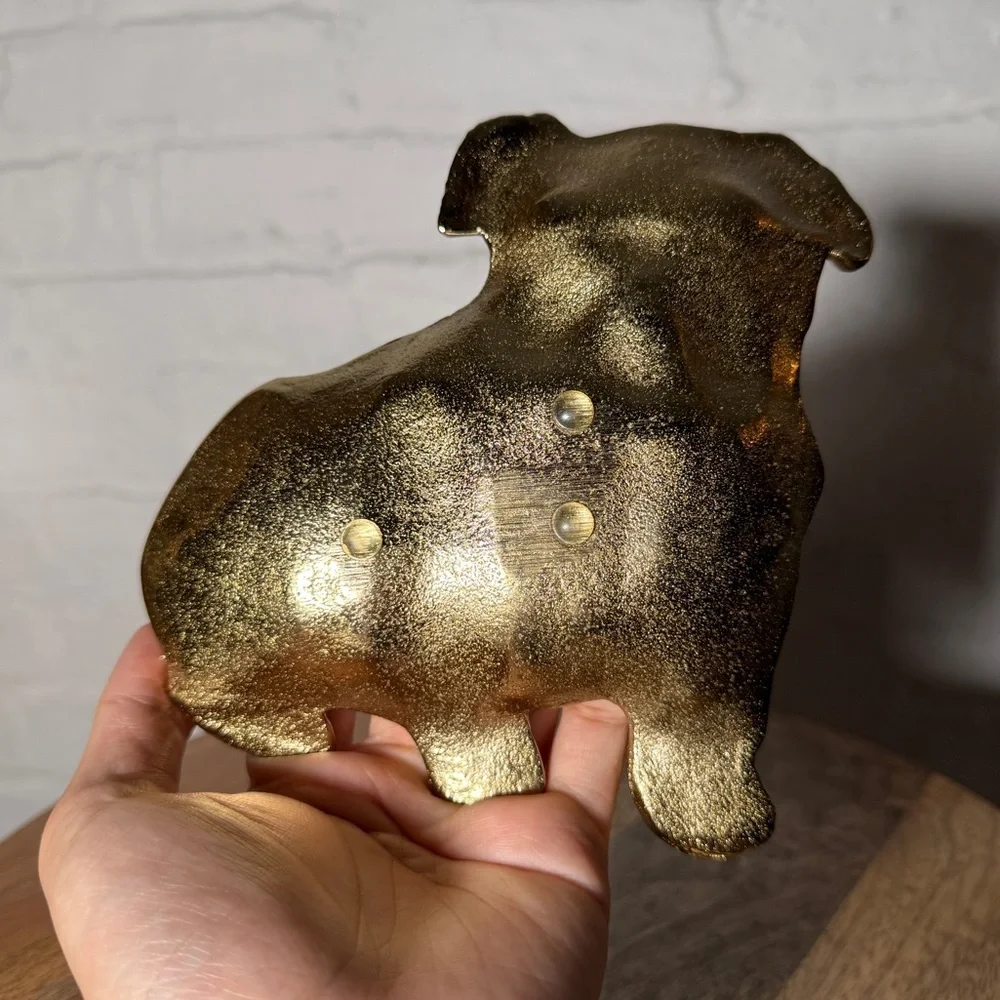 West Elm Rachel Kozlowski Dapper Animal Gold Bulldog Metal Trinket Dish